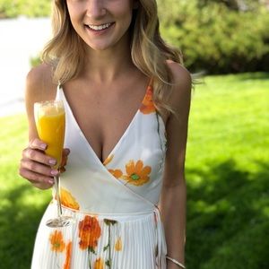 ARITZIA WILFRED BEAUNE FLORAL PLEATED WRAP DRESS